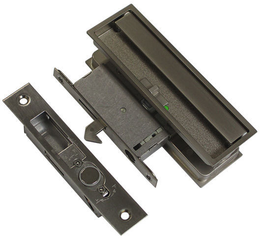 Automatic hook latch by KURIKI Japan, single unit in hairline finish